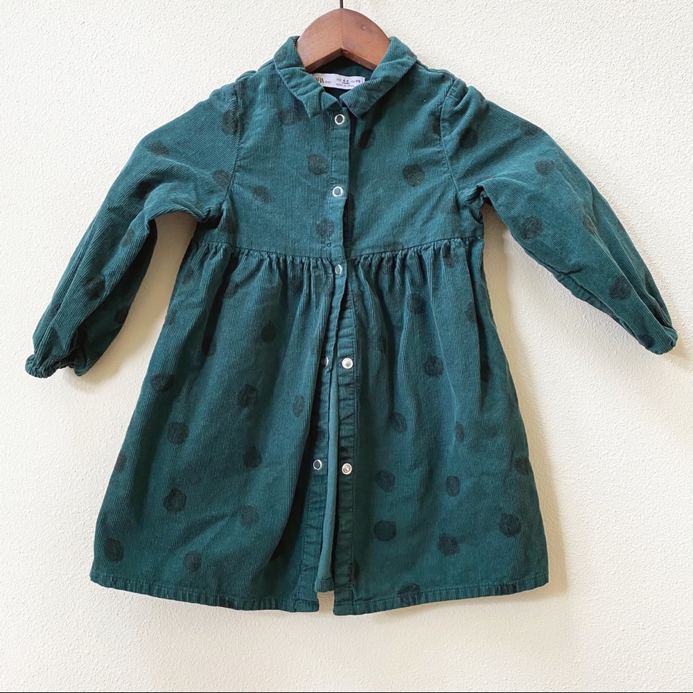 Pre-Loved ZARA Corduroy Button Up Dress Sz 4-5